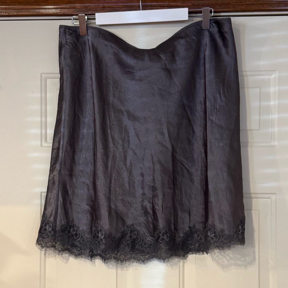 J. Crew Gray Satin slip skirt